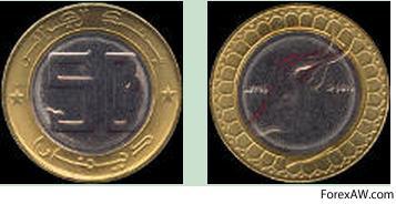 Монета номиналом 50 алжирских динаров 2010 года выпуска