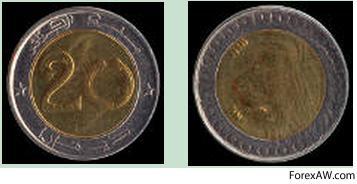 Монета номиналом 20 алжирских динаров 2010 года выпуска