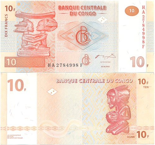 10 Десят франков Конго