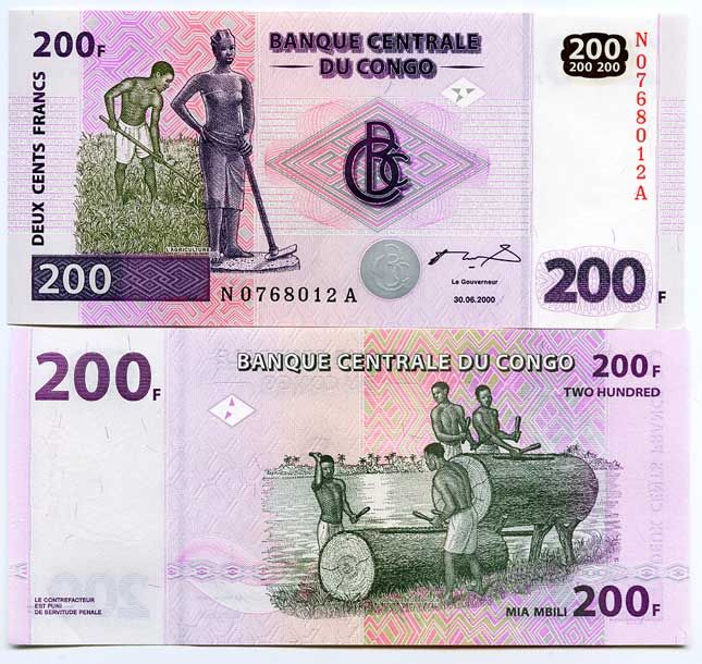 200 двести франков Конго