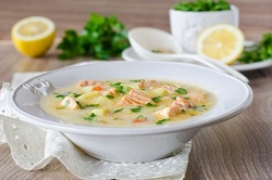 Норвежский крем-суп с креветками и сливками